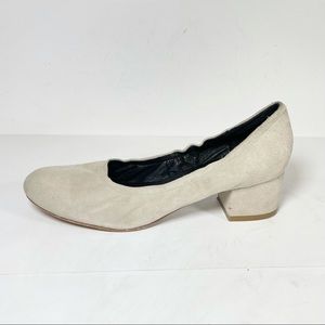 Jeffrey Campbell Bitsie Women’s Pumps Block Heel Light Gray Suede Size 9.5
